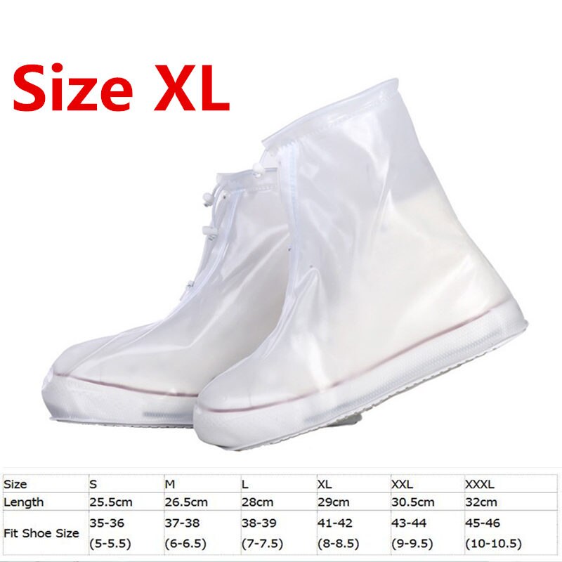 Heels Height Fishing Waders Boots Cover Rain Waterproof Flat Ankle Boots Cover Thicker Non-slip Platform Rain Boots: White-XL