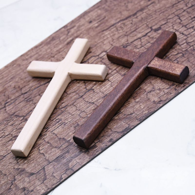 2 stuks handgemaakte houten kruisen kruisbeeld jezus christus ornamenten religieuze hanger