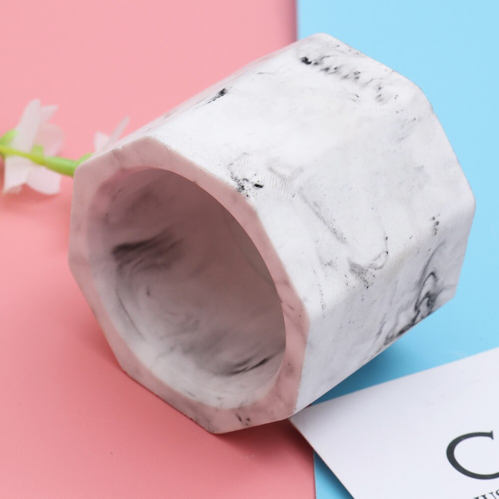 1pc Candle Cup Marbling Pattern Eight Angle Candle Cups Decorative for Home