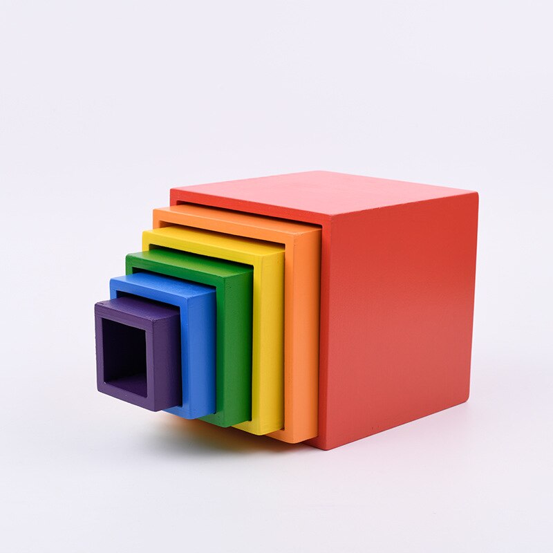 Bambini blocchi arcobaleno in legno foresta albero arcobaleno casa assemblaggio ad arco colore educazione precoce giocattoli e interazione figlio genitore: J