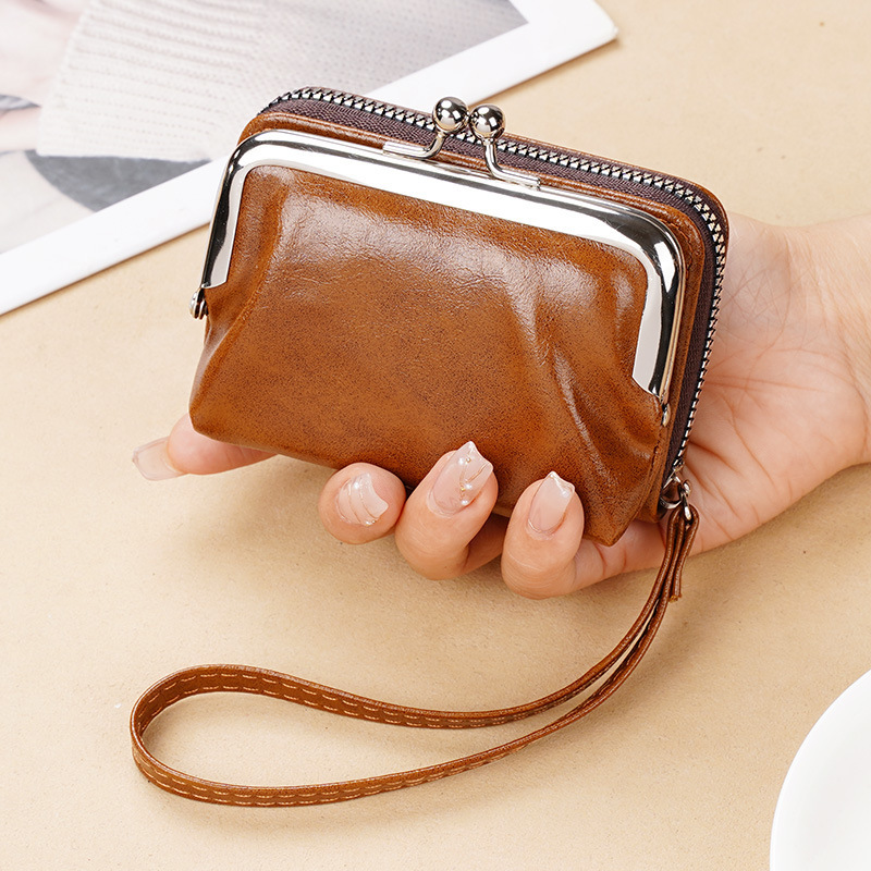 wallet, ladies' bag, buckle, coin purse, zipper clip bag, mini handbag, multi card slot, in stock