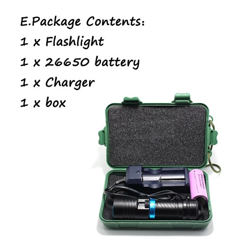 5000Lm XM-L2 Waterdicht Duik Onderwater 80 Meter LED Duiken Zaklamp Fakkel Lamp Licht Camping Lanterna Met Traploos dimmen: E