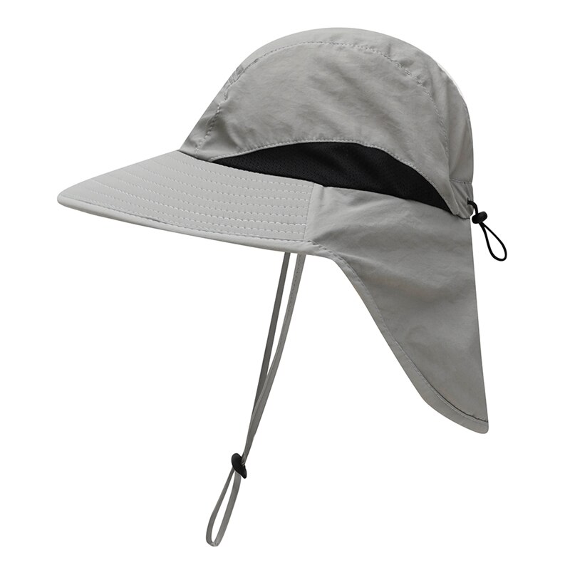 Flap Cap Wide Brim Lightweight Portable UV Protection Water Resistant Neck Cover Sun Hats With Strap MK MK: 1