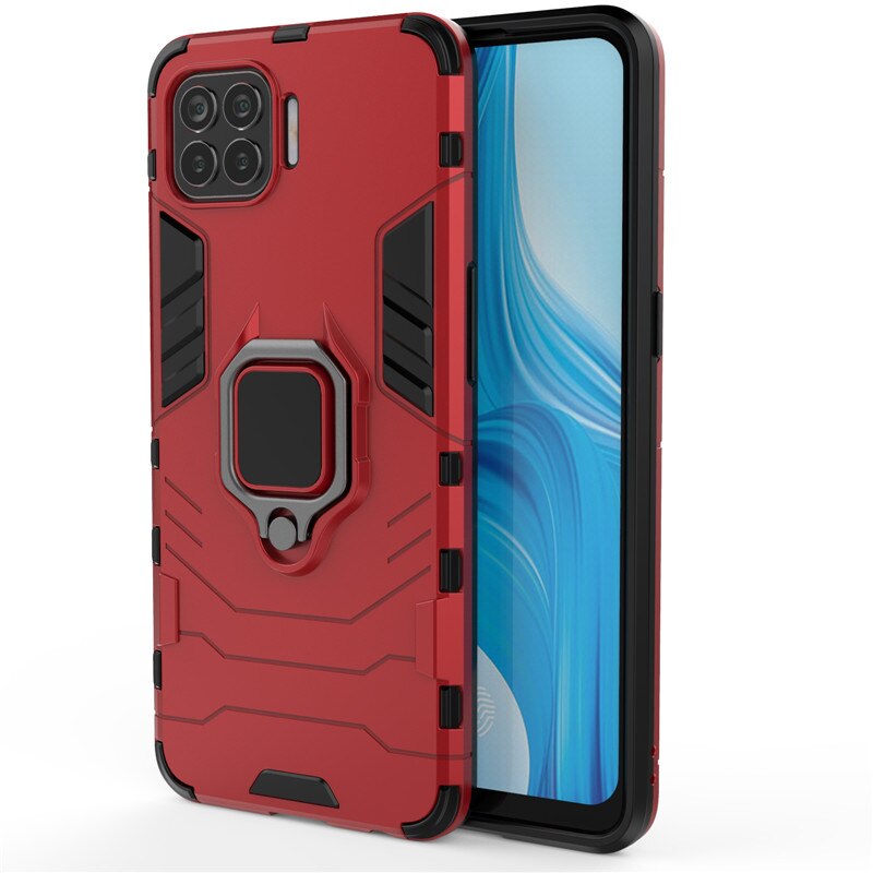 Custodia con supporto ad anello per OPPO F17 pro custodia OPPO F17 A93 A73 4G coperchio custodie per armatura paraurti posteriore rigido per OPPO F17 pro Funda: ForOPPO F17 (A73 4G) / rosso
