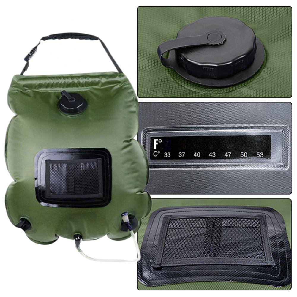 Tragbare 20L Außen Dusche Tasche Faltbare Solarenergie Beheizt Wasser Tasche Camping Reise Wandern Klettern Picknick Wasser Lagerung Tasche