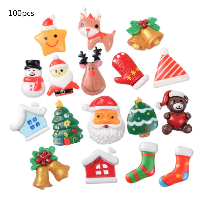 Christmas Resin Charms For Crafts,100 Pcs Flatback Slime Charm Beads Miniature Ornaments For Christmas Embellishmentscraft Supplies And Mini Christmas Decorations 459148245876031488 - View #2