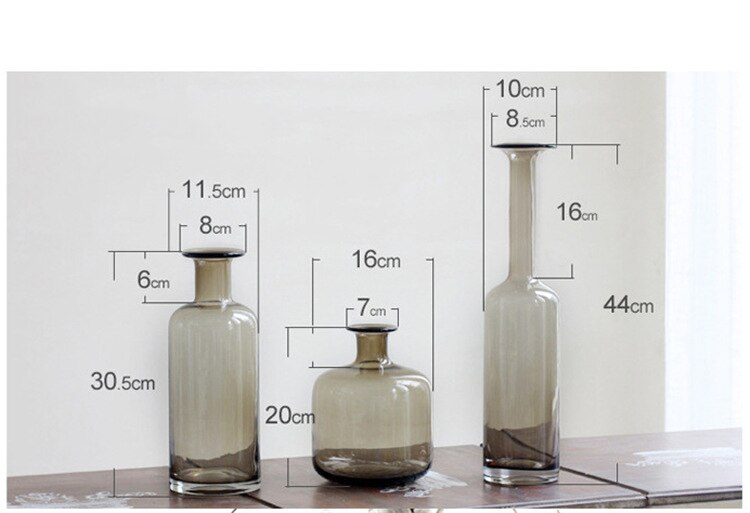 Modern Minimalist Translucent Glass Vase Flower Arrangement Flower Home Living Room Dining Table Home Decoration Brown