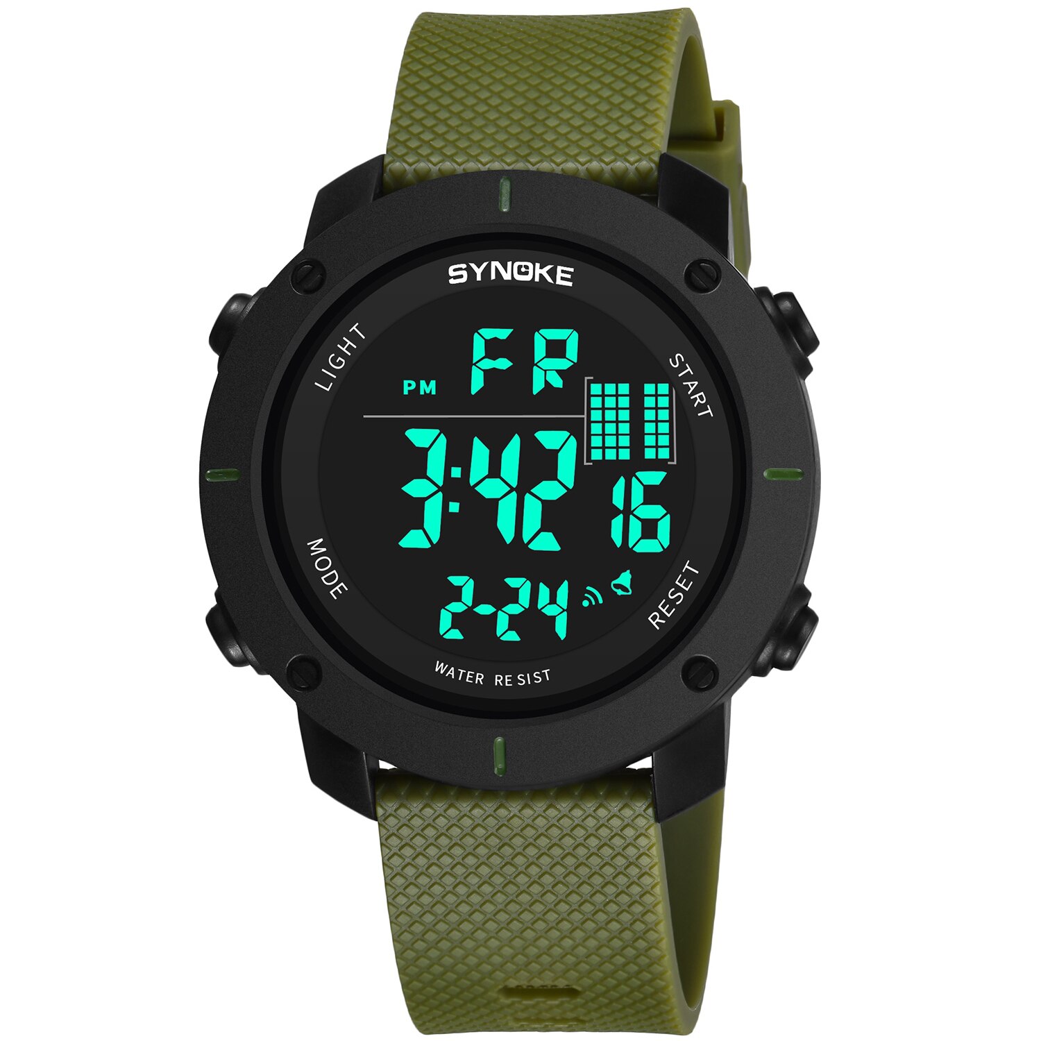 Synoke Horloge Mannen Digitale Horloges Casual Waterdichte Led Horloge Wekker Relogio Masculino Mannen Horloges Reloj Hombre: Green