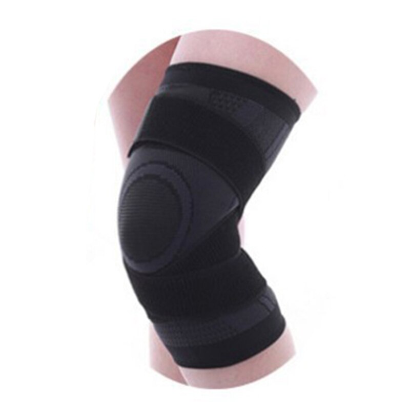 Newly Outdoor Sports Knee Compression Brace for Men Women Non Slip Sleeve with Straps Breathable Knit Kneepad CLA88: Black / S