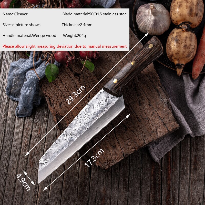Cuchillo japonés para deshuesar, utensilio de cocina de acero, hecho a mano, Santoku: 2