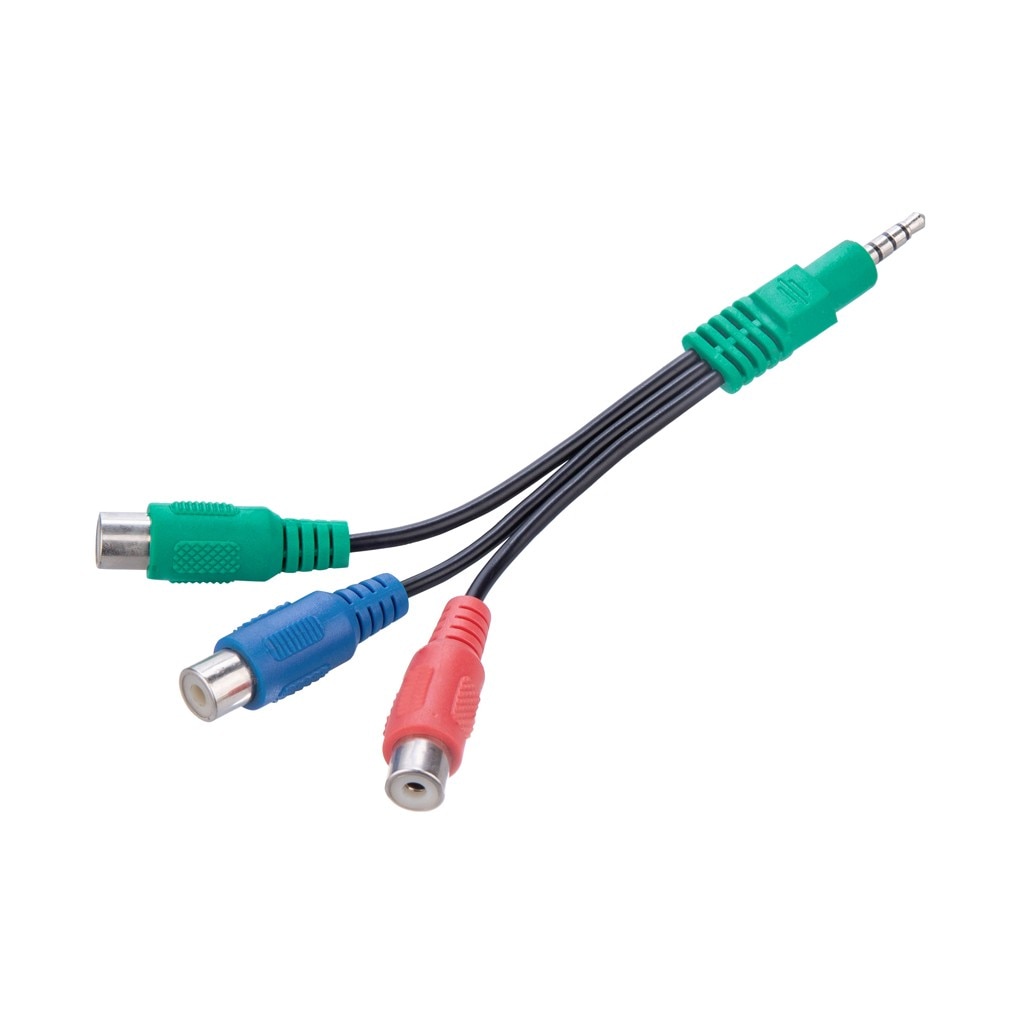 Hiperdea 4- pole aux 3.5mm mann til komponent ypbpr 3 rca hunn adapter videokabel grønn blå rød 3- rca ekstern linje for samsung