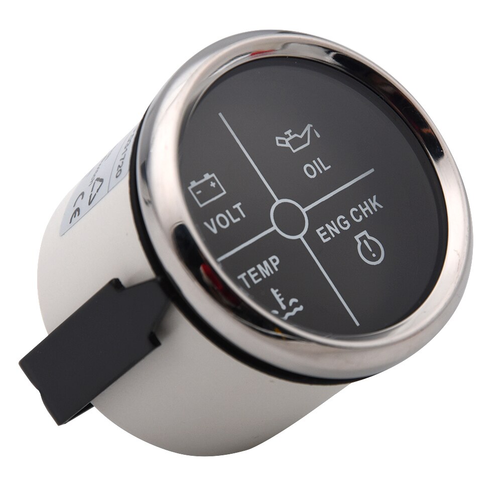 2" 4 LED Alarm Gauge Meter 9~32V Volt/Oil/Water Temp/Check Engine 4 LED Alarm Indicator Gauge fit for Car Boat With Backlight