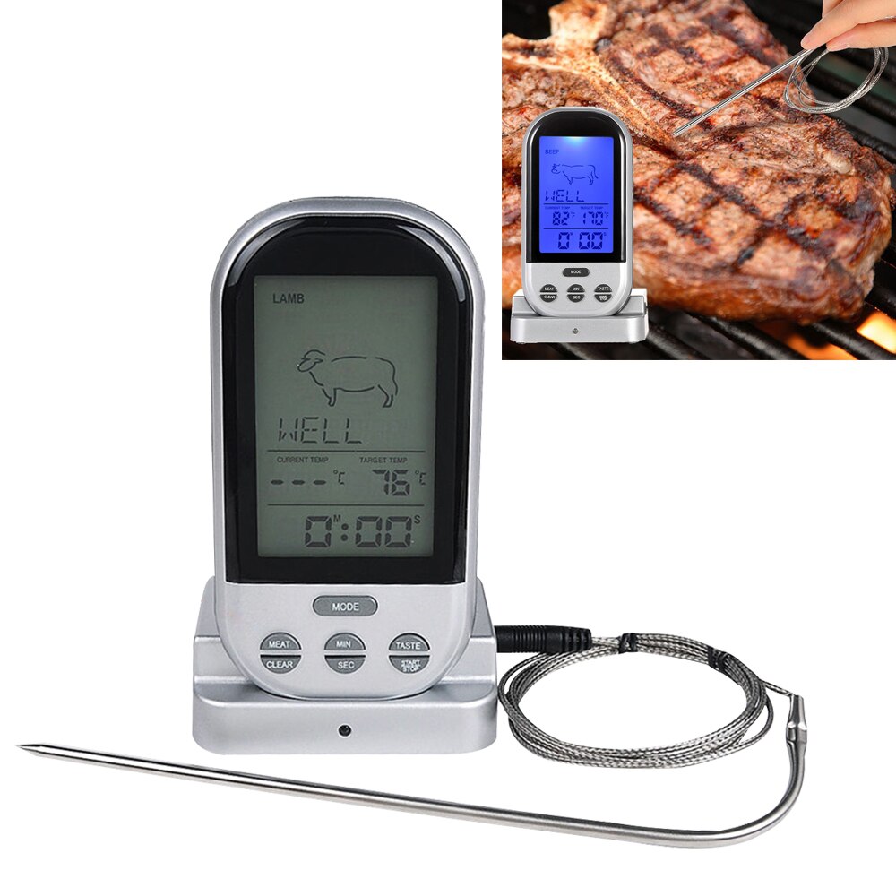 Wireless BBQ Thermometer digital Thermometers Timer Oven Grill Meat Cooking Remote Barbecue Meter Household Probe Kitchen Tool