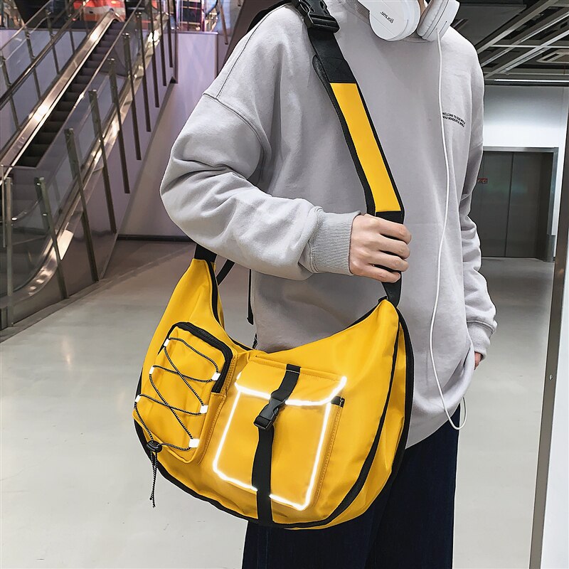 Saco do mensageiro da marca na moda japonesa saco das senhoras saco funcional vento harajuku bolsa de ombro estudante saco de ferramentas saco de esportes luz