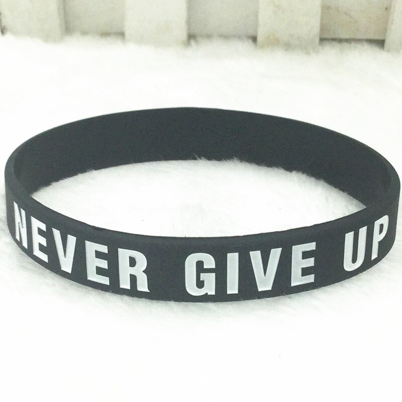 Pulseras motivadoras de silicona, banda de goma elástica, "el camino a El sueño", "Never Give Up": C