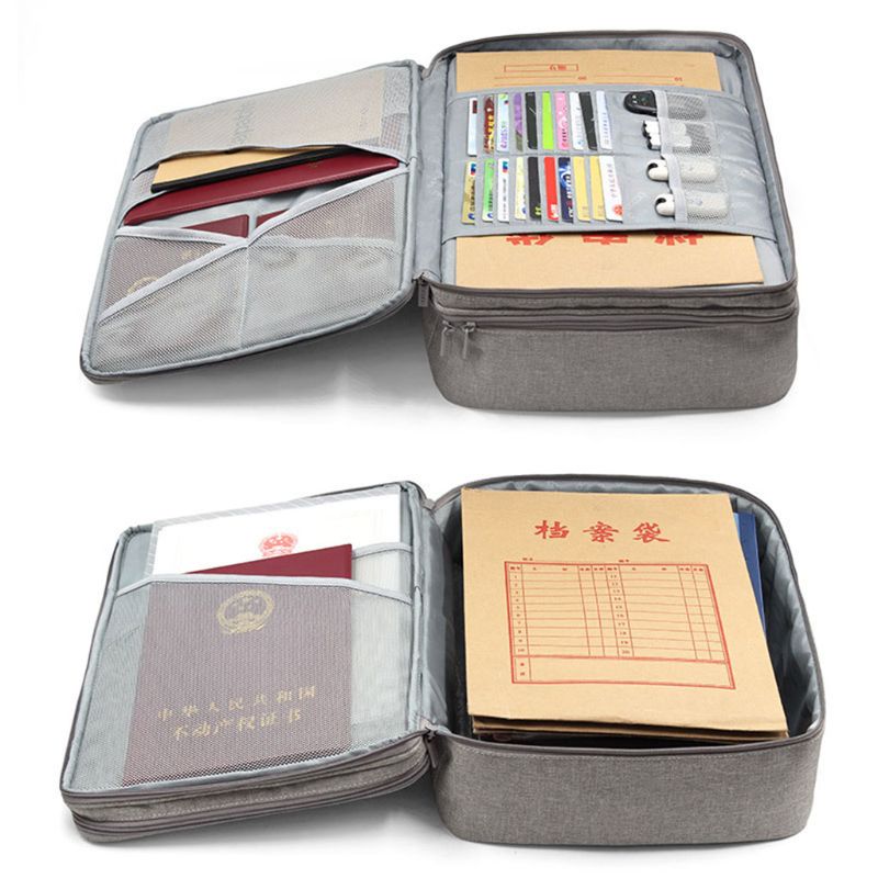 Double Layer Document Ticket Bag Zipper Storage Large Capacity Certificates Files Organizer Home Travel