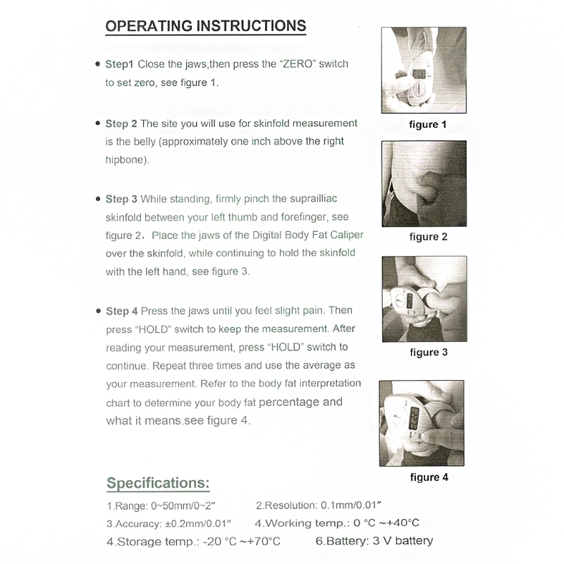 Digital Display LCD Body Fat Caliper Skin Fold Analyzer