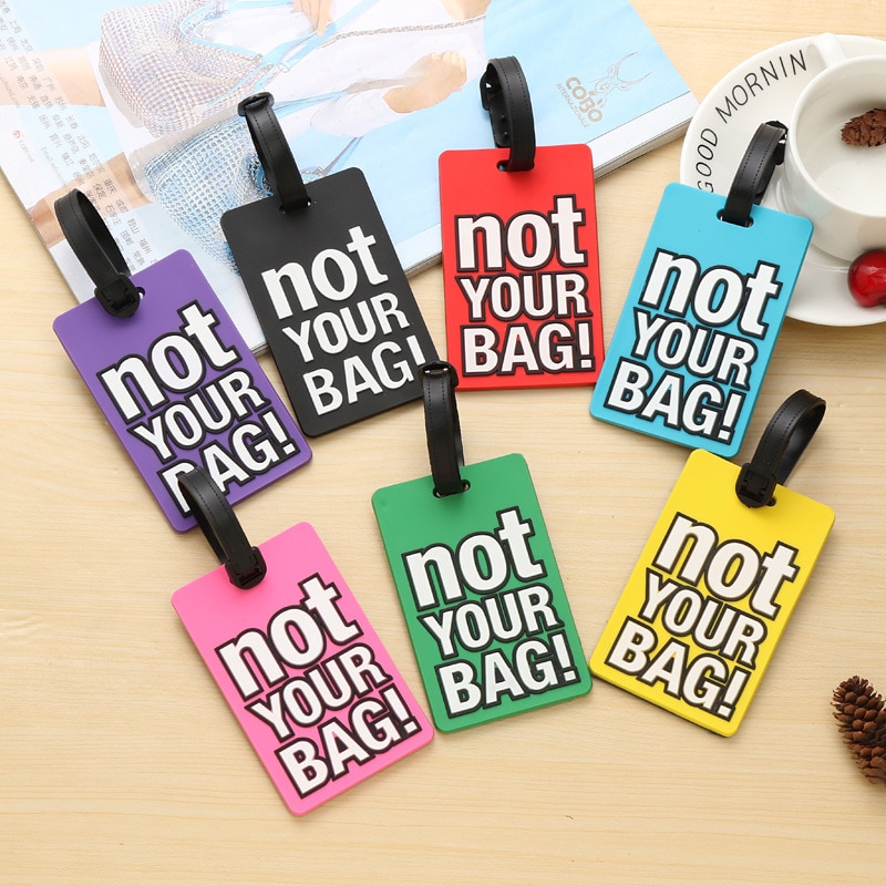 Letter "Not Your Bag" Cute Luggage Tags Suitcase Cartoon Style Silicon Portable Travel Label Travel Accessories