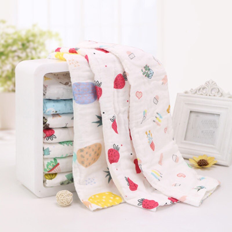 Musselin baumwolle niedlich obst Baby Handtücher Schal Swaddle Schlecht Handtuch Neugeborene Taschentuch Baden Fütterung Gesicht Waschlappen Wischen