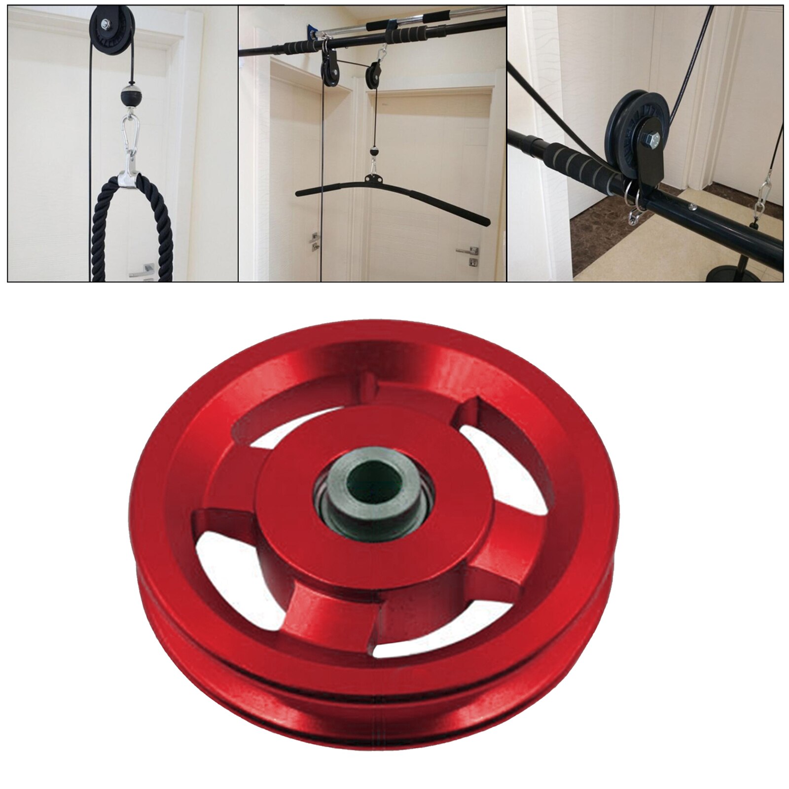Bearing Pulley Wheel Cable Gym Equipment Parts, Aluminium Alloy, Sturdy and Durable: Red 95mm