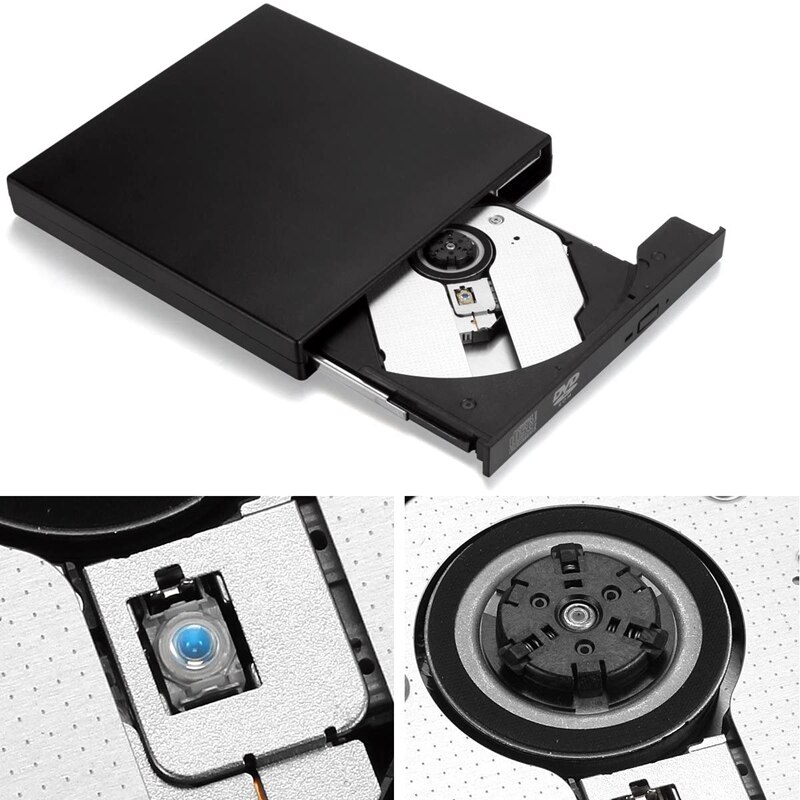 Lecteur CD externe USB2.0, lecteur DVD externe Portable, lecteur de graveur Combo USB CD-RW DVD-R Portable mince pour ordinateur Portable Noteb