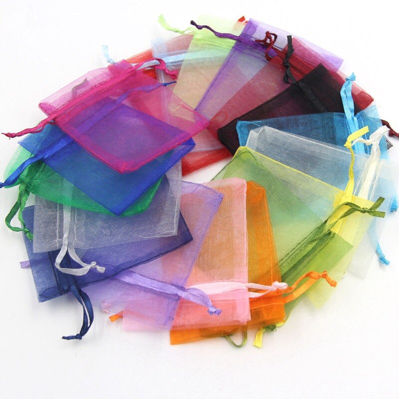 50 sztuk (13x18cm)Organza opakowanie na biżuterię upominek cukierki wesele Goodie pakowanie sprzyja ciasto słodycze woreczki torby obecne