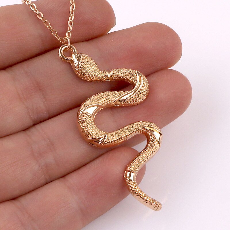 Colgantes de serpiente Cobra para hombre y mujer, cadena cruzada redonda, collar largo corto de Color plateado, de joyería: Gold