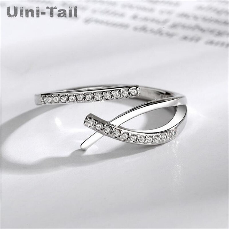 Uini-tai 925 en argent Sterling ligne géométrique croix Micro incrustation anneau ouvert personnalité étoilé Fine bijoux