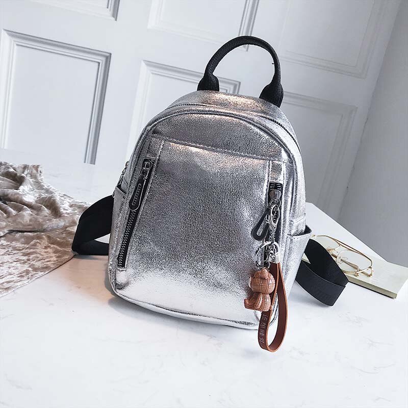 Dames pu leren rugzak mini rugzak schattige rugzak rugzak voor tienermeisjes kleine schooltassen vrouwelijke mochila  xa545h: Zilver klein