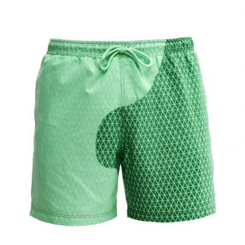 Boys Drawstring Color Changing Elastic Beach Shorts Swimming Trunks Beach Pant Quick Dry Change Color Summer Swimming Shorts: Green / S