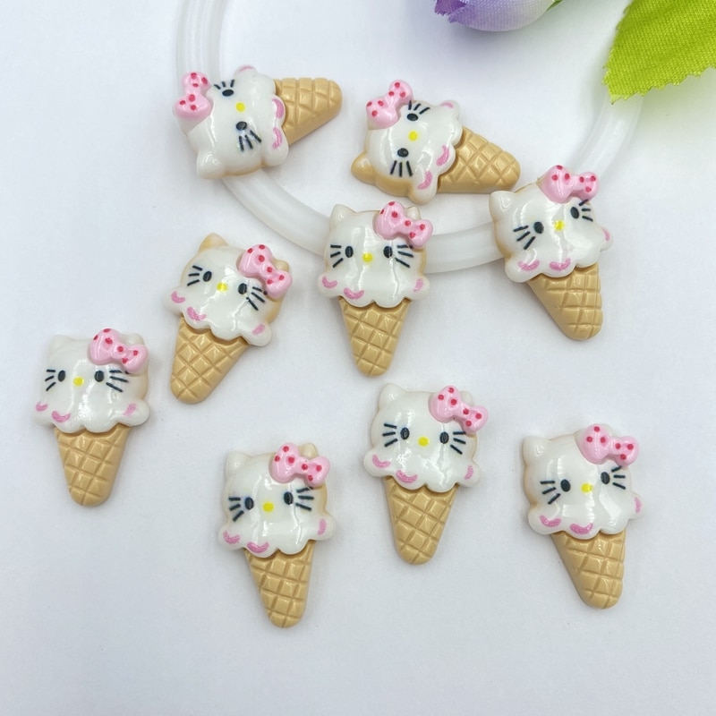 10 stuks/partij kawaii hars schattige mini ijsjes flatback cabochons voor haarstrikcentra diy scrapbooking decoratie  c25