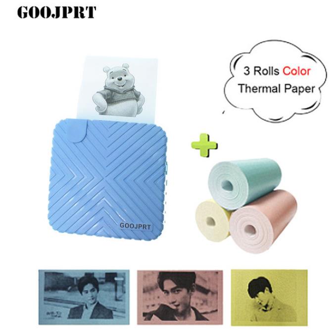 Imprimante Photo de poche sans fil bluetooth, 203DPI, Mini imprimante thermique 58mm, pour étiquettes autocollantes Android ios P6: L