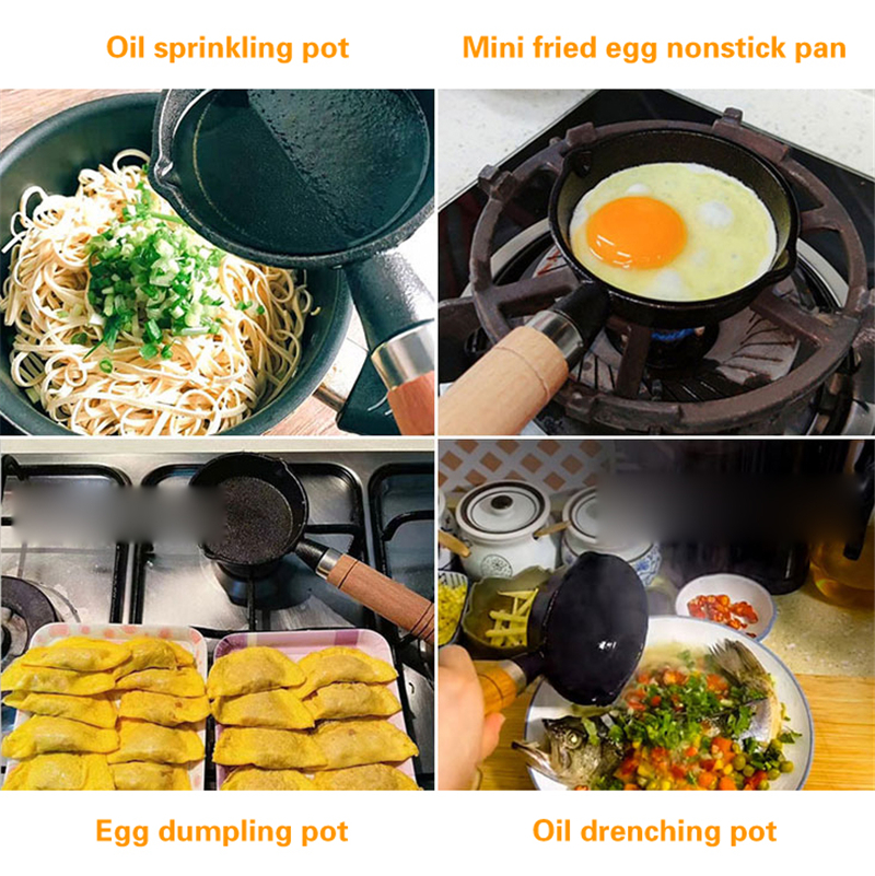 10Cm Kleine Speciale Olie Pan Voor Hete Olie Gietijzeren Mini Omelet Kleine Koekenpan Huishoudelijke Pan Non Stick pot Ontbijt Pot Potten