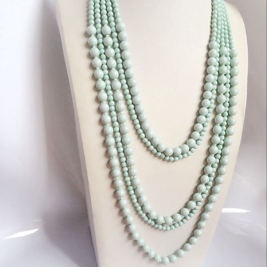 Statement Five Layered Mint Beaded Women Necklace