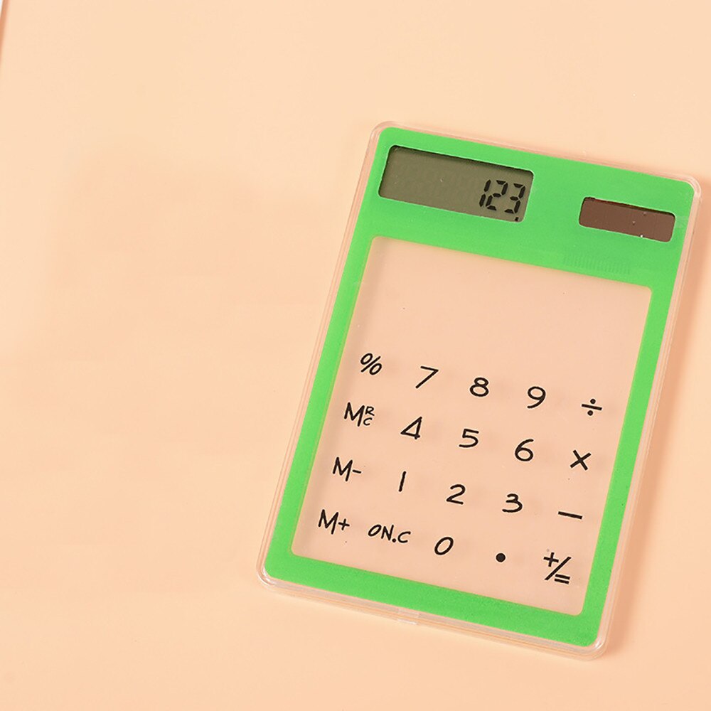 Mini Lcd Screen Ultra Slim Transparent Solar Calculator Stationery Clear Scientific Calculator Office Supplies #T2P