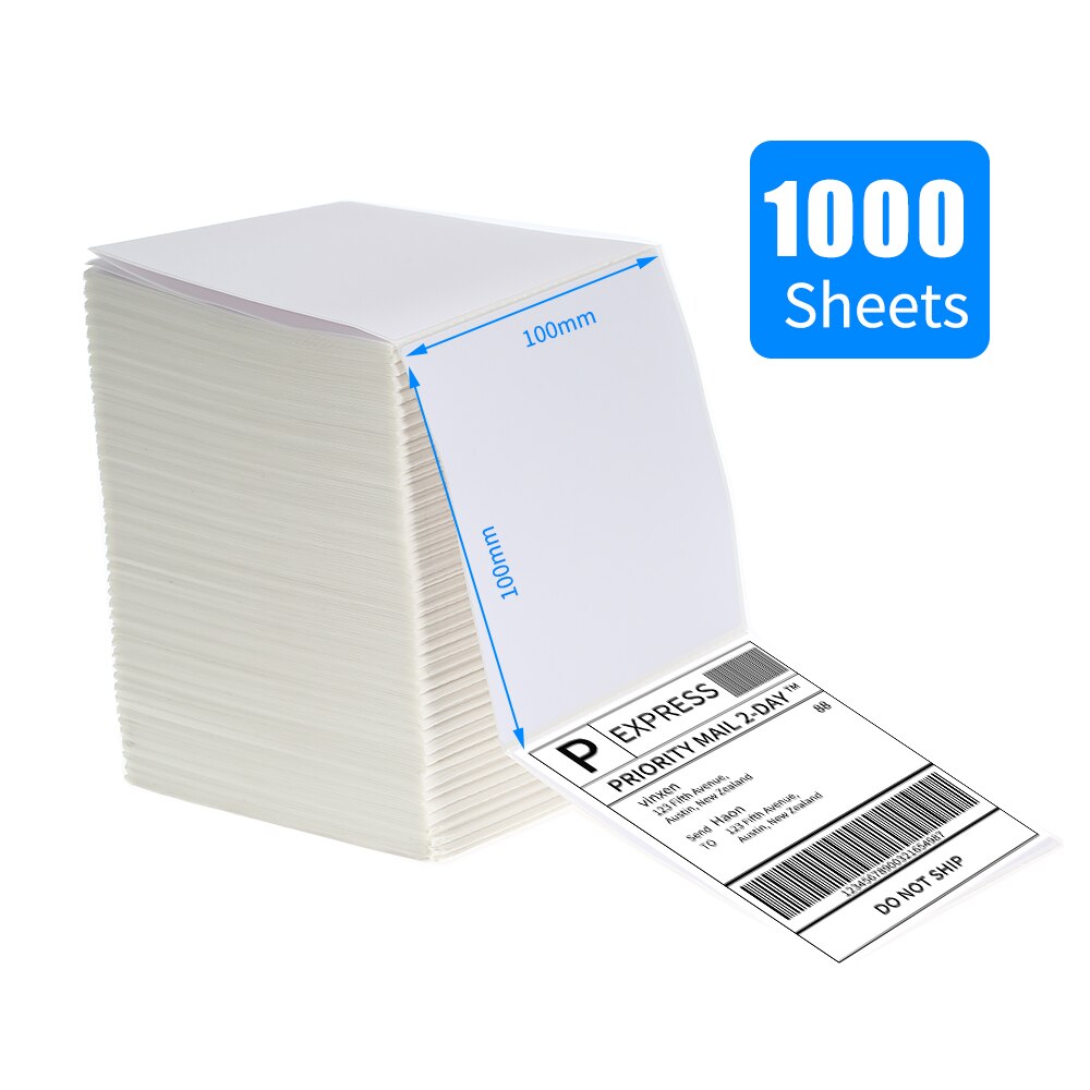 1000 Sheets Self-adhesive Mailing Labels Sticker Fan-Fold Direct Thermal Labels Label Paper for Thermal Label Printer