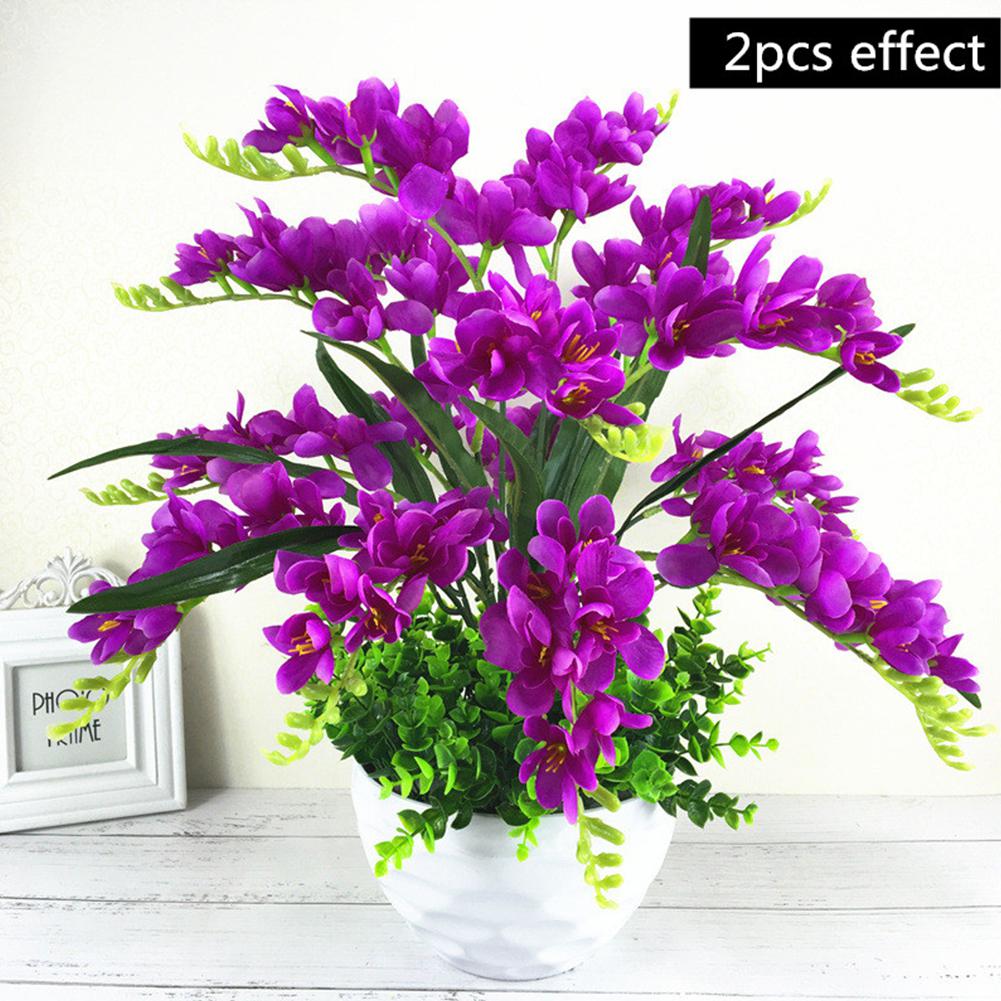 Artificial Freesia Flower with 9 Branches for Home Living Room Decor