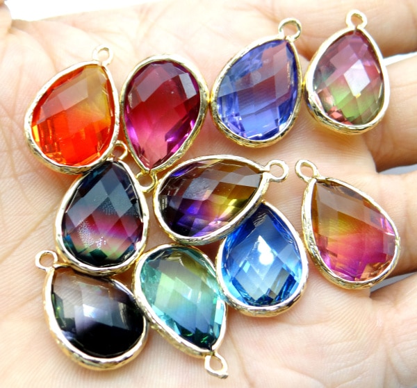 15*20mm Natürliche stein kristall quarz glas stein mix charm Teardrop anhänger für DIY Schmuck Machen Halskette Zubehör 10 stücke