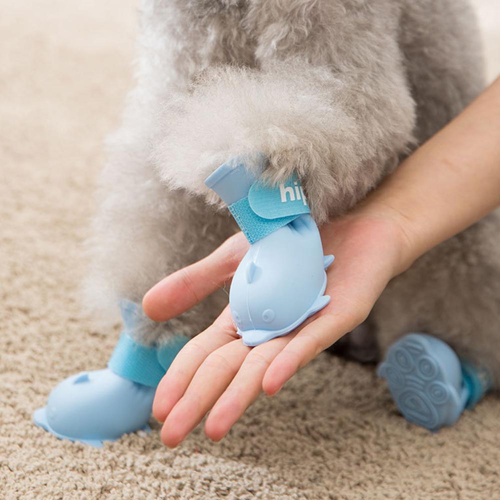 Juego de zapatos suaves antiarañazos para gato, botas de pata de silicona suave para perros, Baño de mascotas, cubierta ajustable, SUMINISTROS DE ASEO para gatos, 4 unids/set