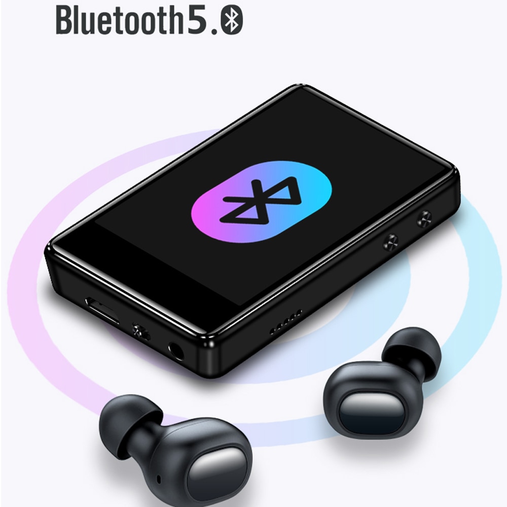 Reproductor MP3 de metal con Bluetooth 5,0, altavoz incorporado completamente táctil, 16G, con e-book, radio FM, grabación, reproducción de vídeo, novedad