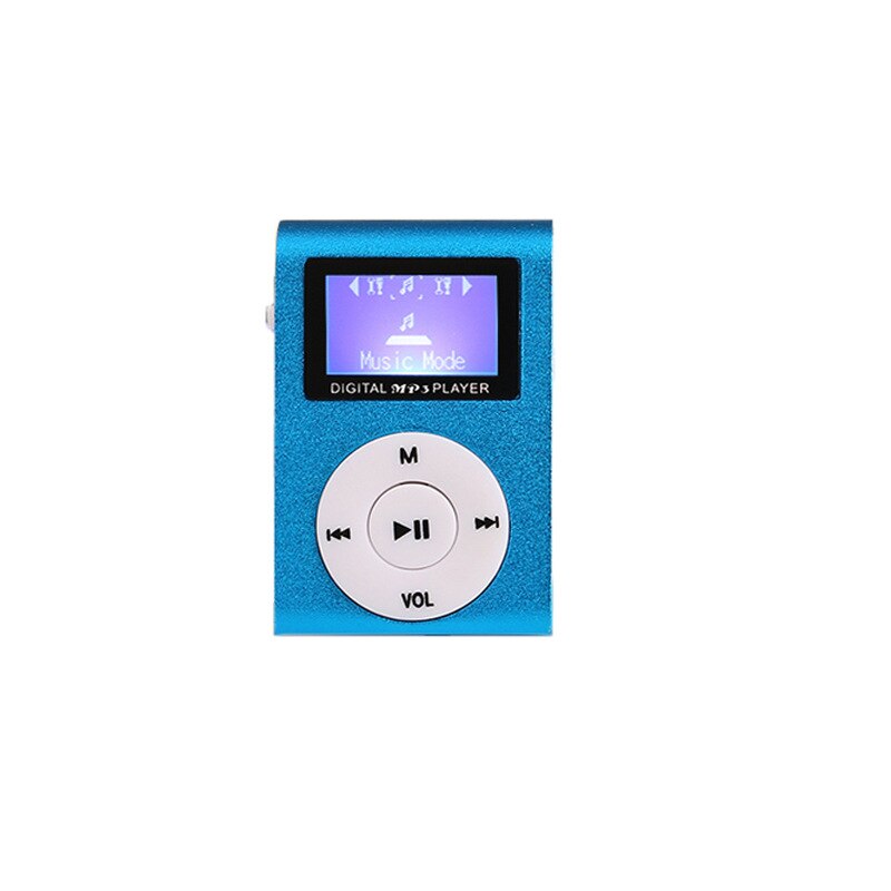 Mini reproductor de Mp3 portátil con Clip, carcasa de Metal deportiva, bonito reproductor de Mp3, Clip con tarjeta Micro SD TF de 8gb: Blue With LCD Mp3 / 8 GB