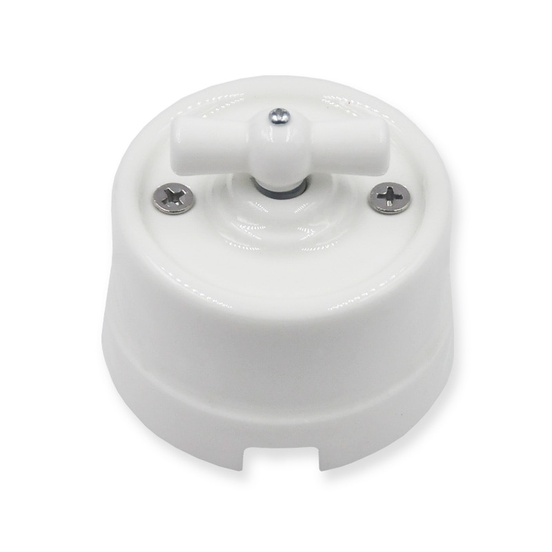 Home Improvement High Wall Light Knob Switch Ceramic Rotary Switch and 1-3 Gang Wooden Base