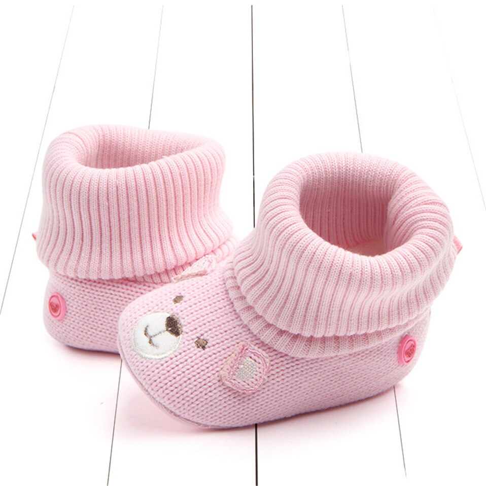 Cartoon Herfst Winter Baby Leuke Warme Schoenen Mooie Baby Laarzen Zachte Beer Wandelaars Gebreide Zachte Zolen Booties