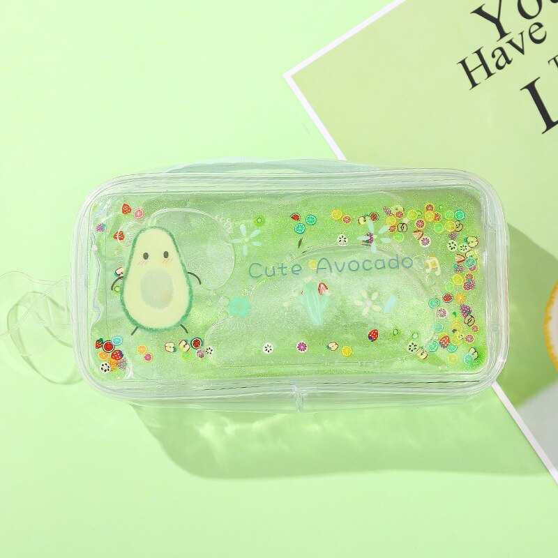 Kinbor glitter söt persika transparent pennfodral stor kapacitet levererar brevpapper förvaring tillbaka till skolan: 3