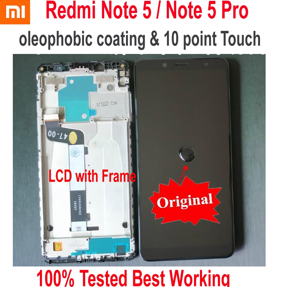 Originele Beste Xiaomi Redmi Note 5 Pro MEG7S LCD Display 10 Point Touch Screen Digitizer Vergadering met Frame Hongmi Note5 sensor