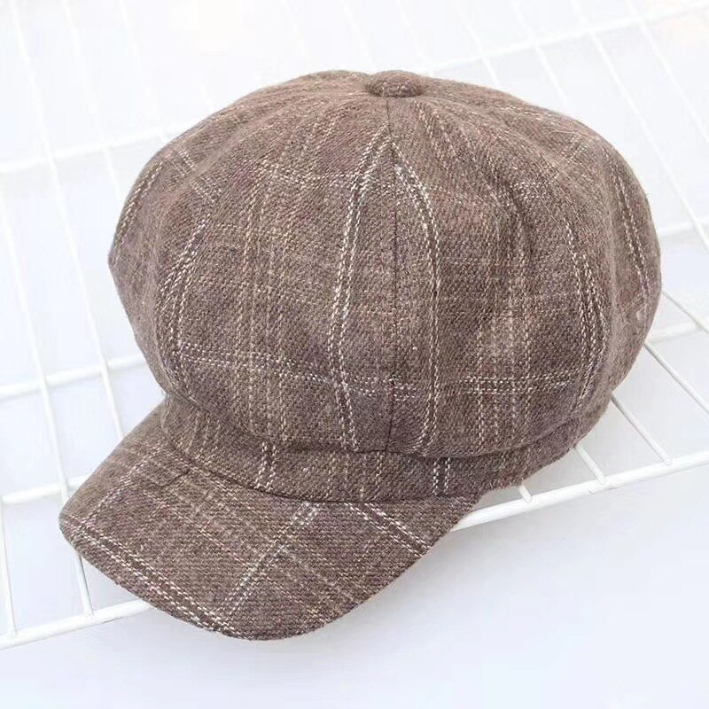 T-mao kvinder pige baret uld vinter hue hue herre kasketter vintage almindelig baret hatte ensfarvet dame vinter kasketter: Kaffe