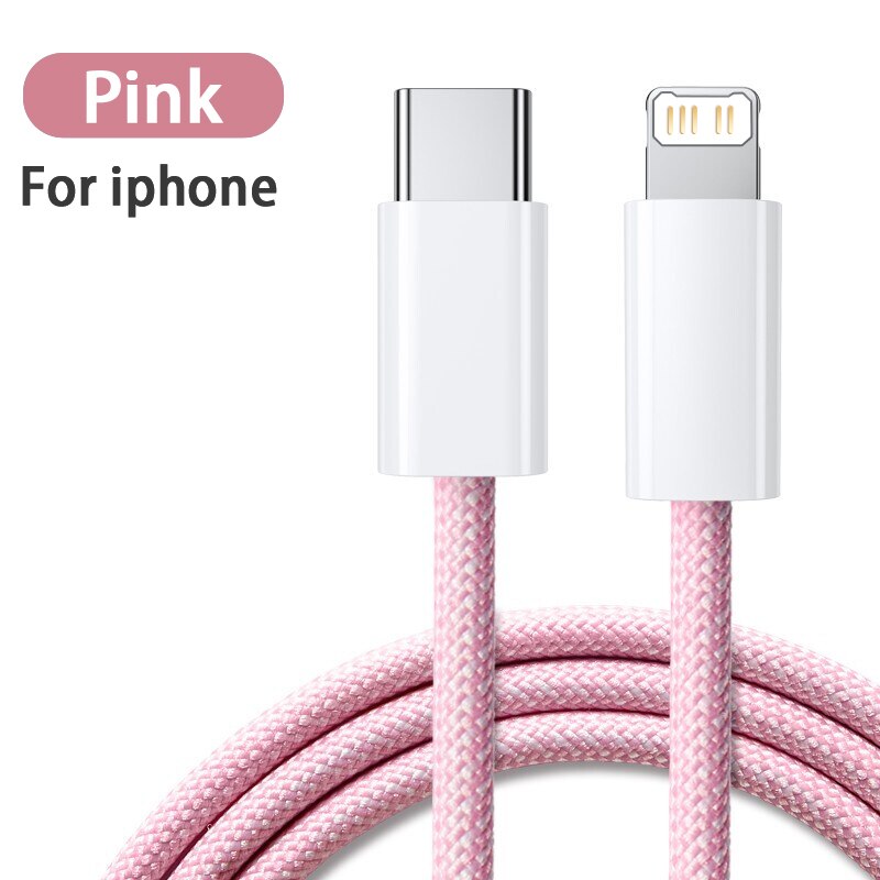 20W Pd Usb C Kabel Voor Iphone 13 Pro Max Snel Opladen Usb C Kabel Voor Iphone 12 11 mini Pro Max Data Usb C Kabel: Pink / 0.25m