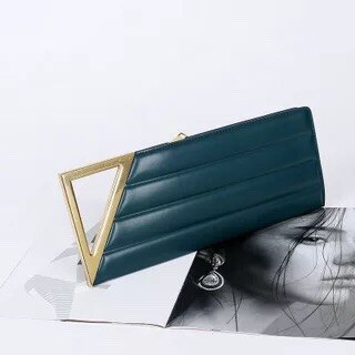 Luxury Handbags Women Bags Leather Pouch Small Bags For Women Purses And Handbags Metal Handle Clutch Bag Evening Bag: Green