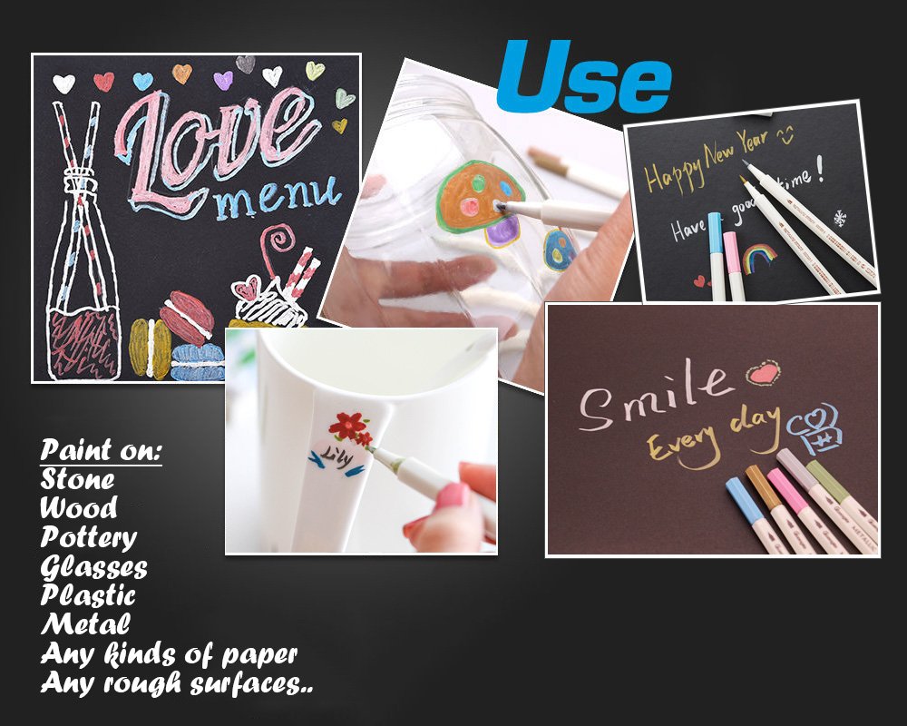 15 färger metallisk konstmarkör gör-det-själv-scrapbooking-kort gör hantverk mjuk penselpenna för att rita själv-fotoalbum skolmaterial