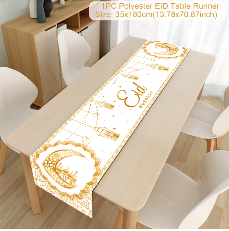Camino de mesa Eid Mubarak, decoración de Ramadán 2025 para el hogar, Ramadán Kareem, Ramadán Mubarak, musulmana islámica, de Eid al-fitr: Verde oliva